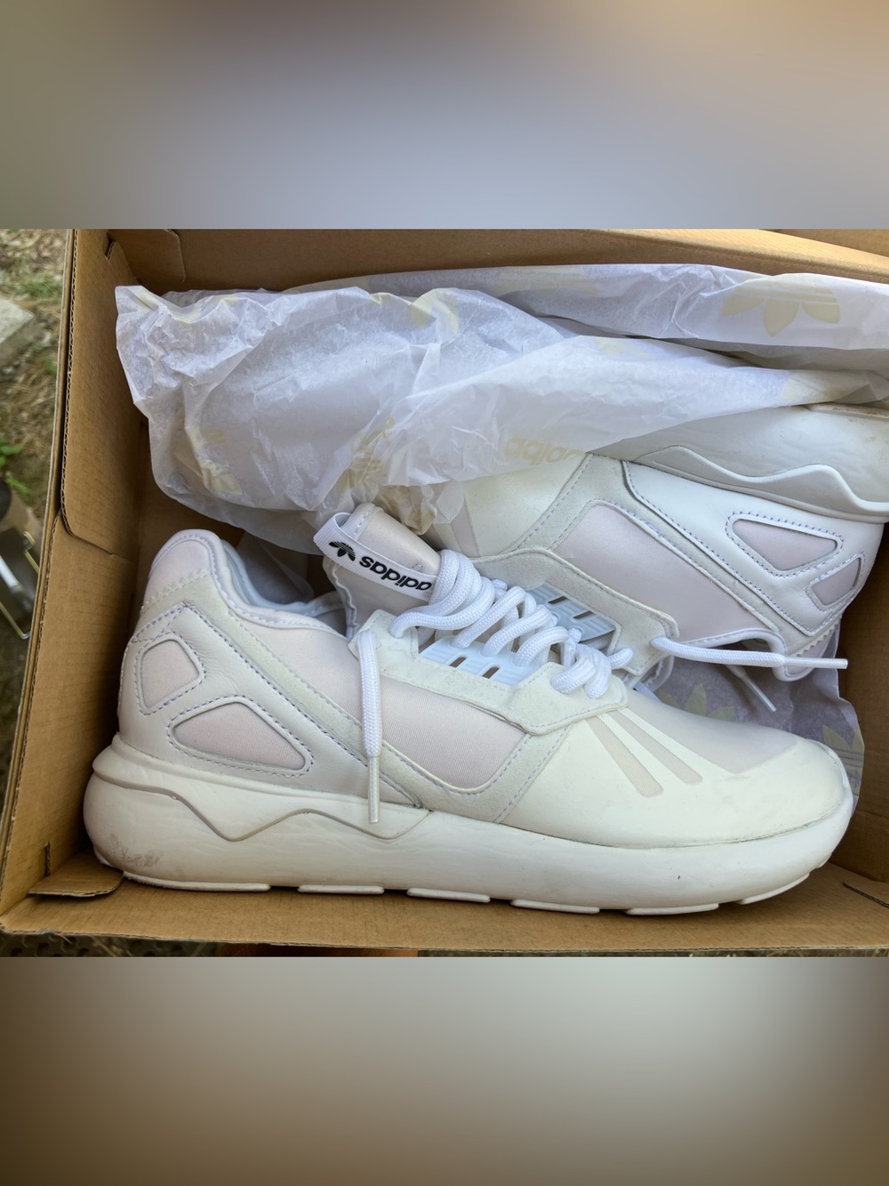 Adidas tubular knit Stan rare All white sz 8.5